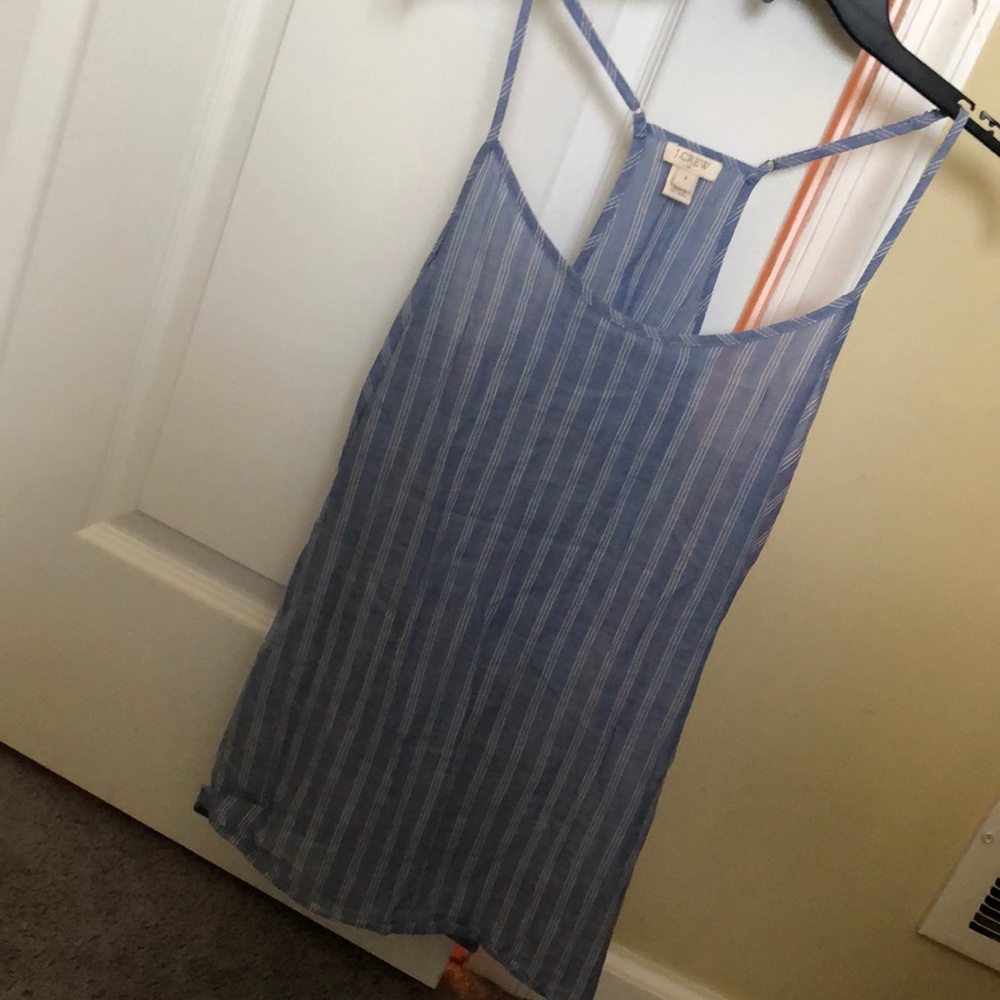 Blue and white striped tank